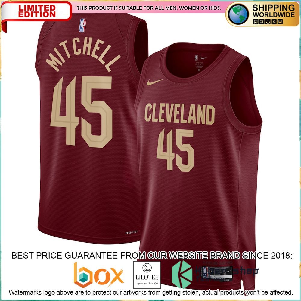 donovan mitchell cleveland cavaliers nike 2022 23 burgundy basketball jersey 1 230