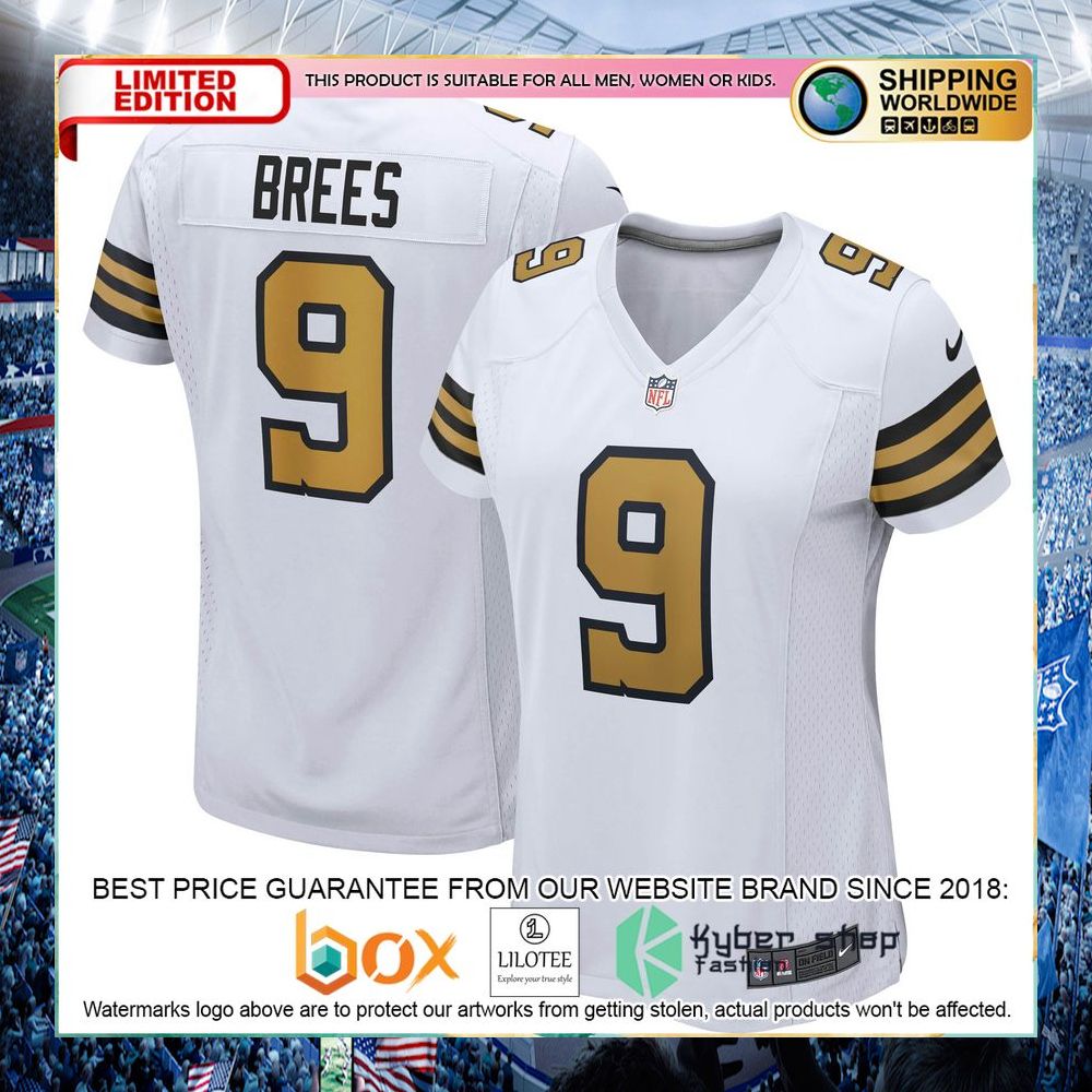Drew Brees New Orleans Saints Nike Women's Alternate White Football Jersey - LIMITED EDITION 6 drew brees new orleans saints nike womens alternate white football jersey 1 456