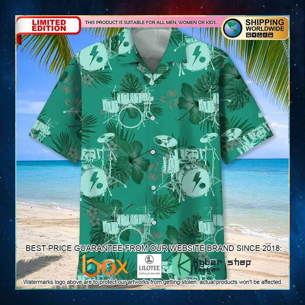 drum kelly green hawaiian shirt 2 250