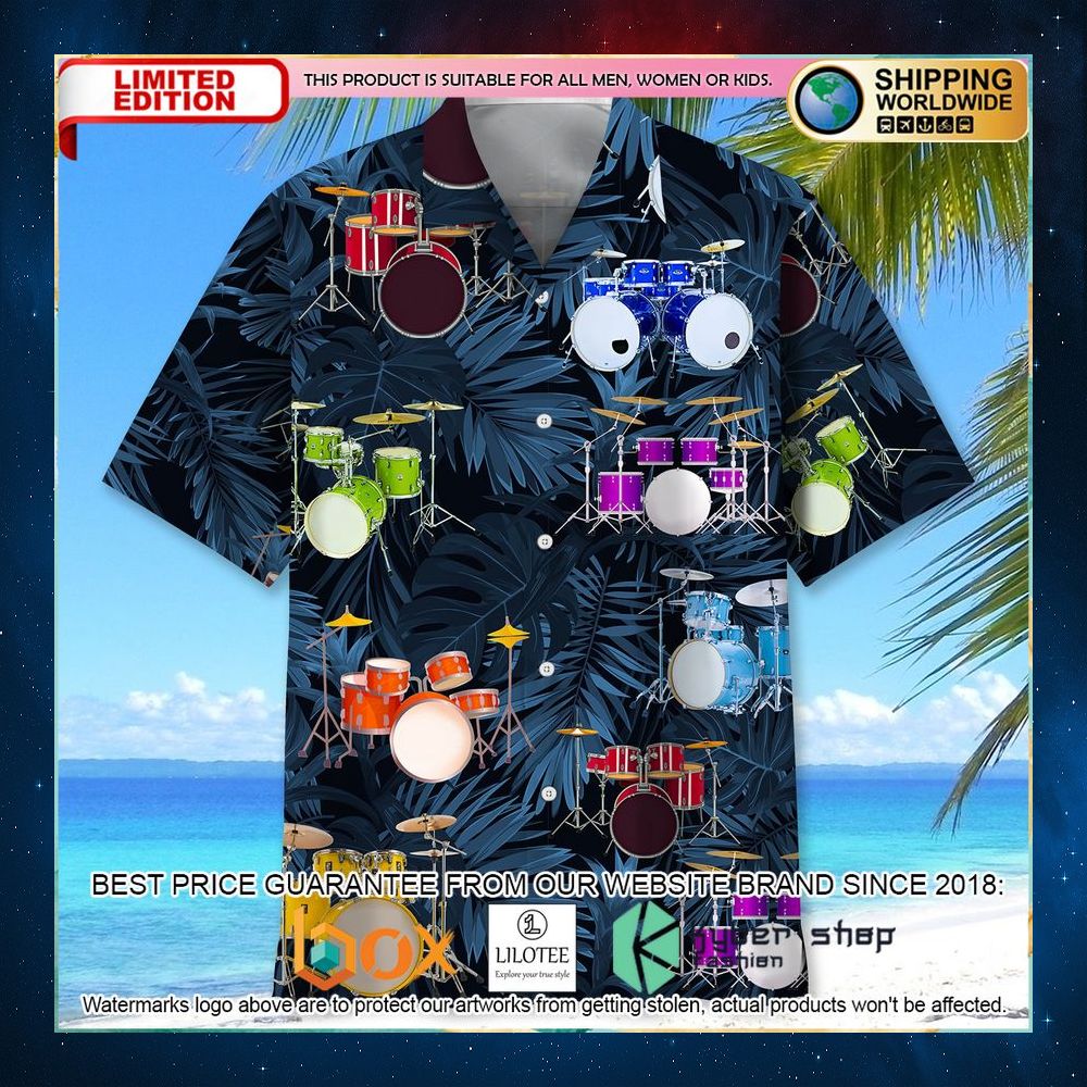 drums multicolor hawaiian shirt 2 572