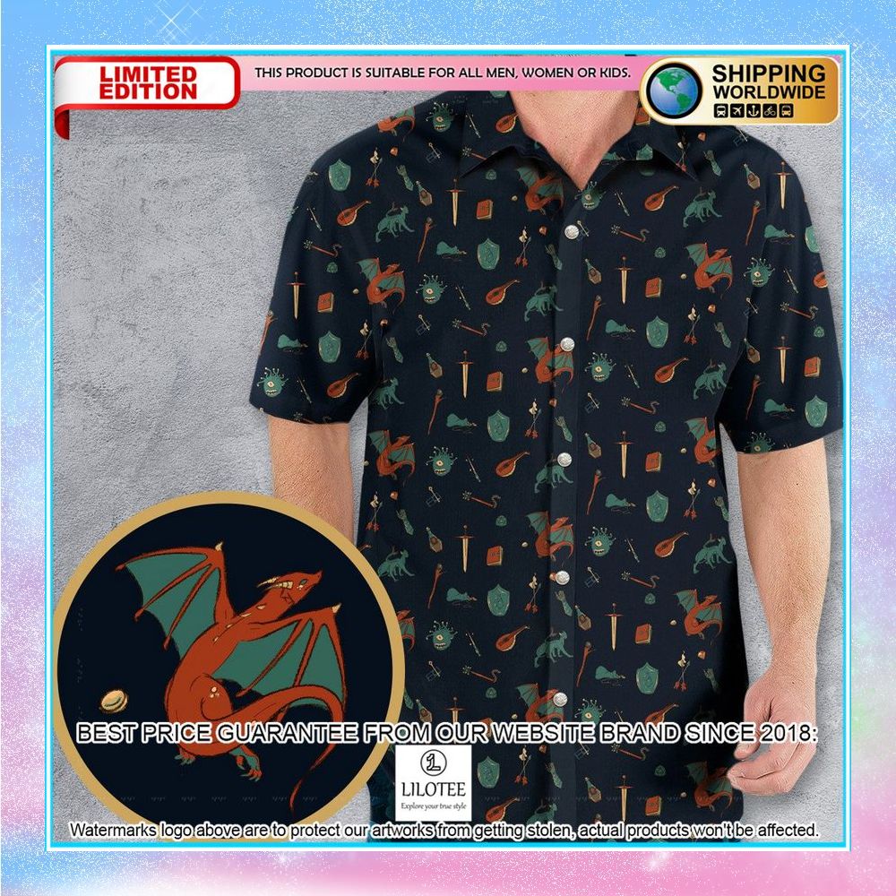 dungeons and dragons items and monsters pattern hawaiian shirt 1 315