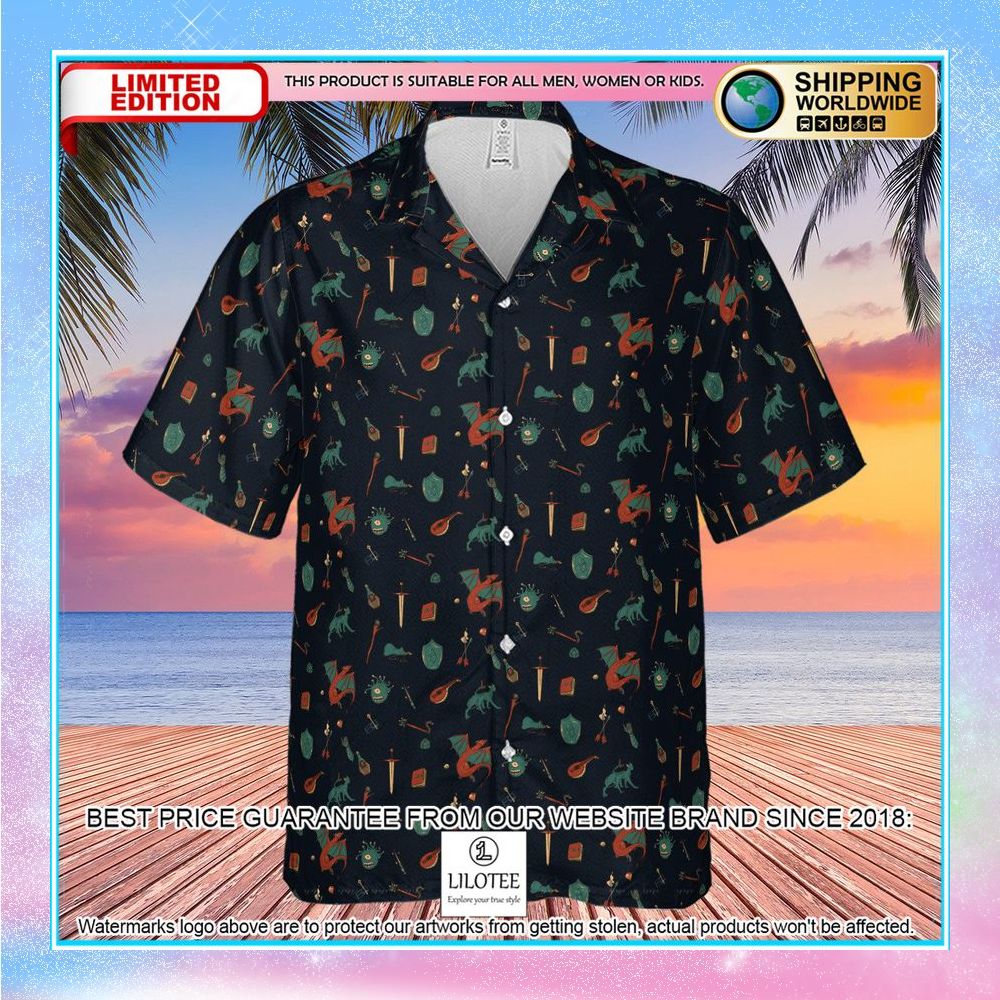 dungeons and dragons items and monsters pattern hawaiian shirt 2 315