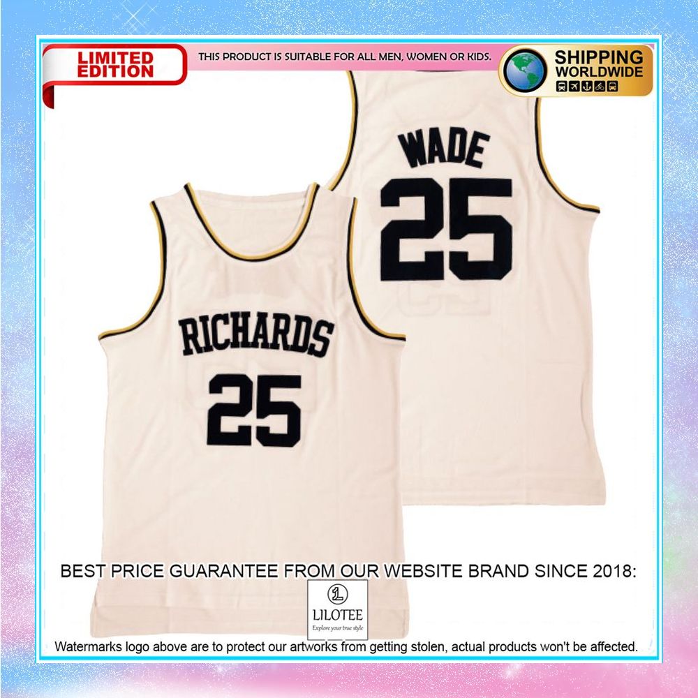 dwyane wade richards high school white basketball jersey 1 912