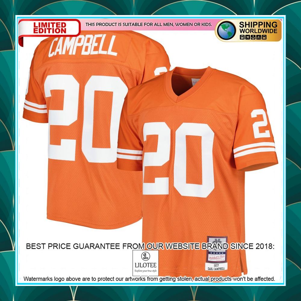 earl campbell texas longhorns mitchell ness texas orange football jersey 1 25