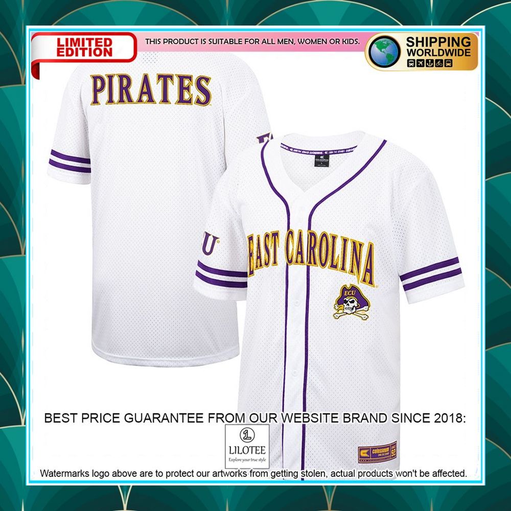 ecu pirates white purple baseball jersey 1 17