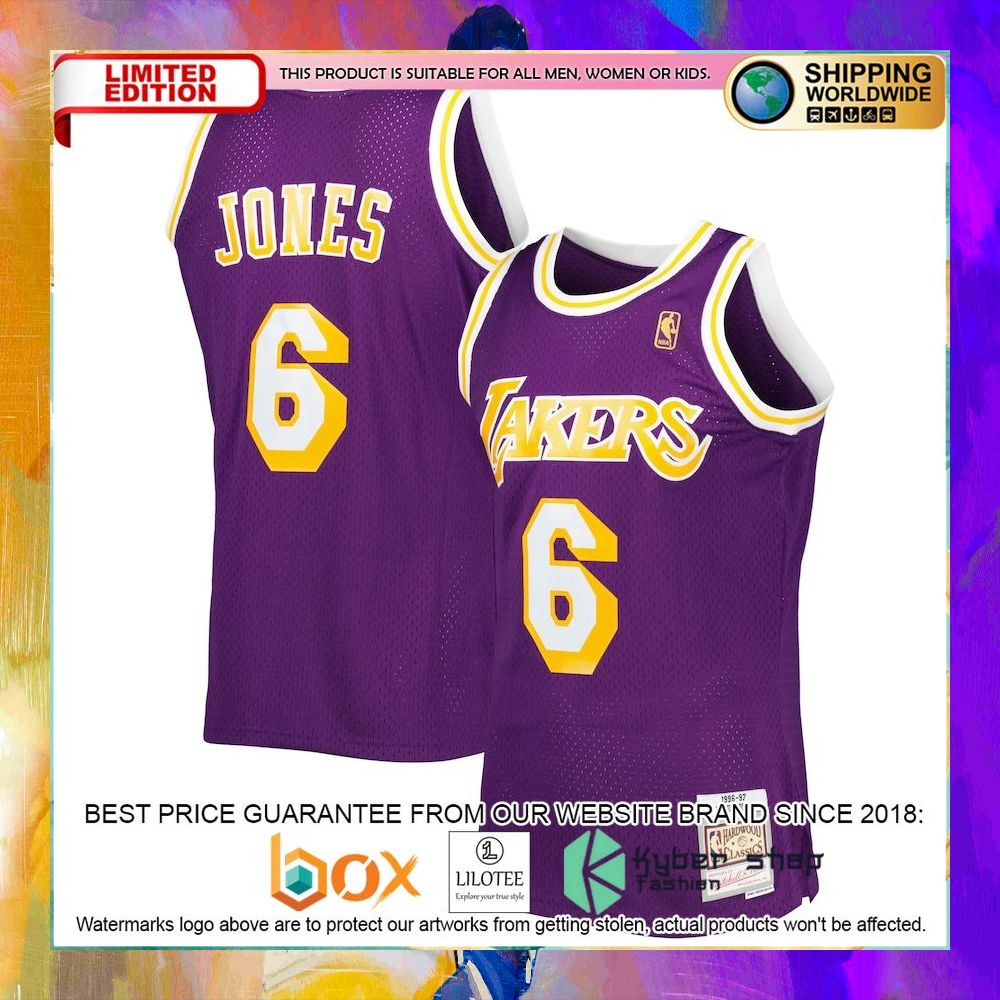 eddie jones los angeles lakers 1996 97 purple basketball jersey 1 338