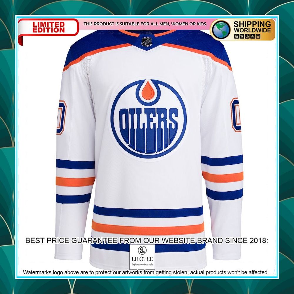 edmonton oilers adidas away primegreen pro custom white hockey jersey 2 977