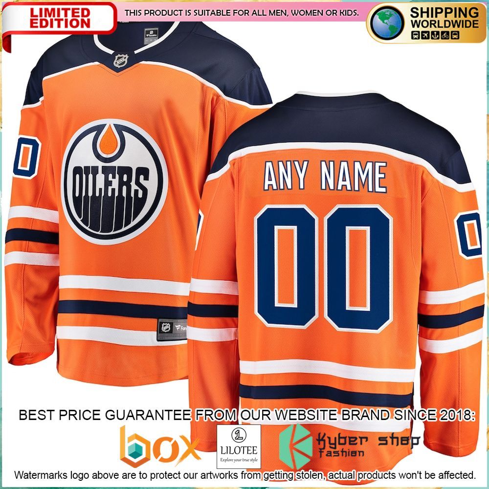 edmonton oilers fanatics branded home custom orange hockey jersey 1 250