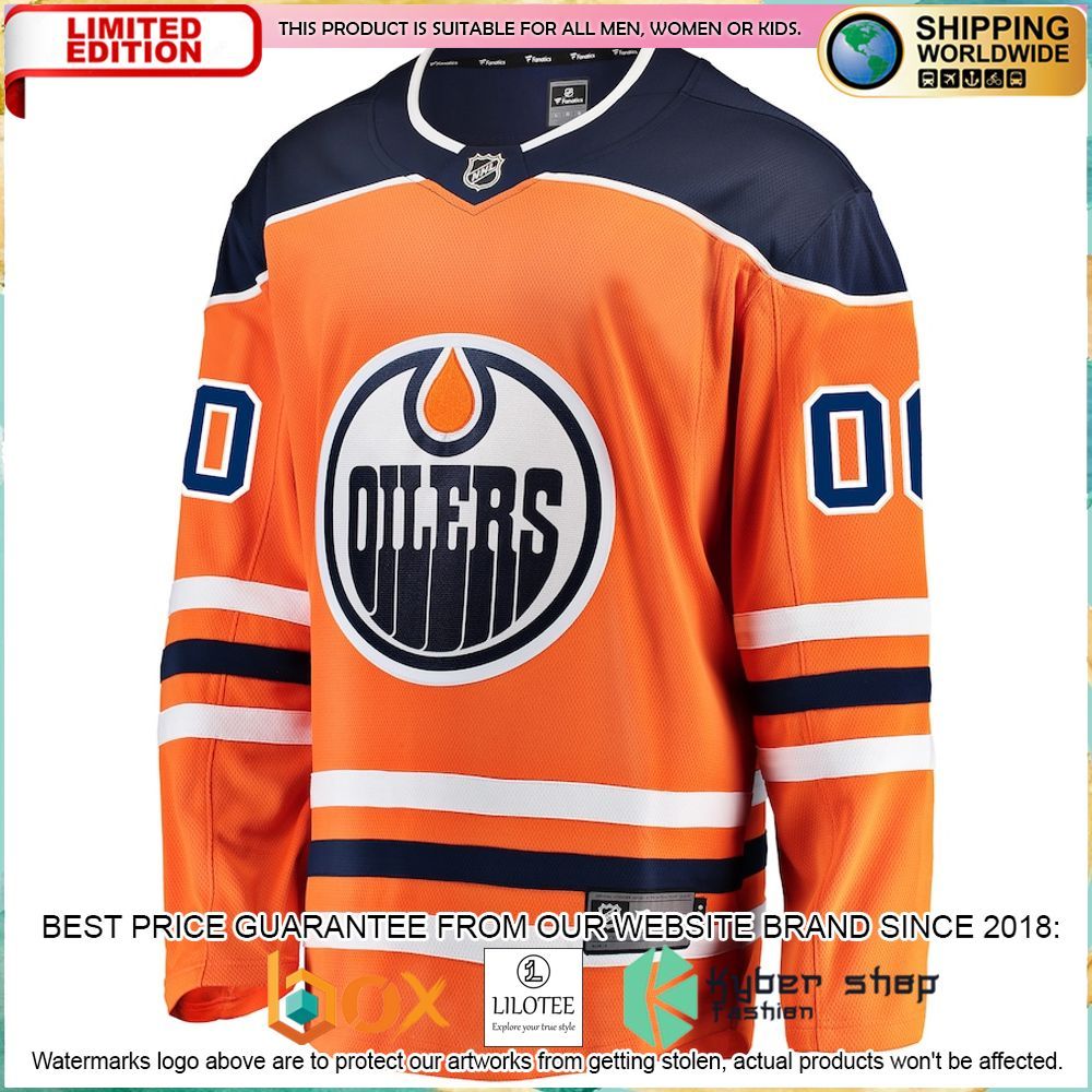 edmonton oilers fanatics branded home custom orange hockey jersey 2 835