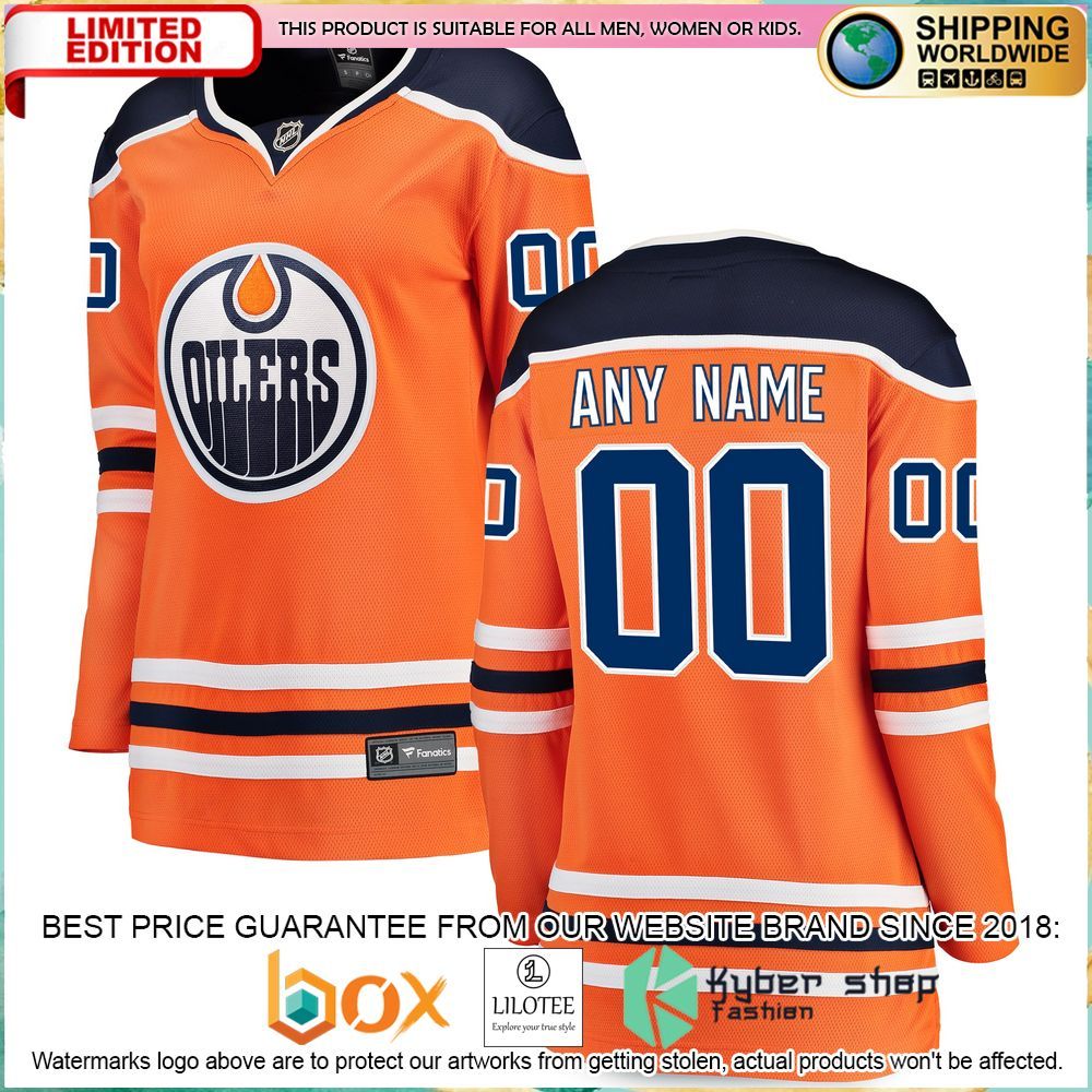 edmonton oilers womens custom orange hockey jersey 1 685