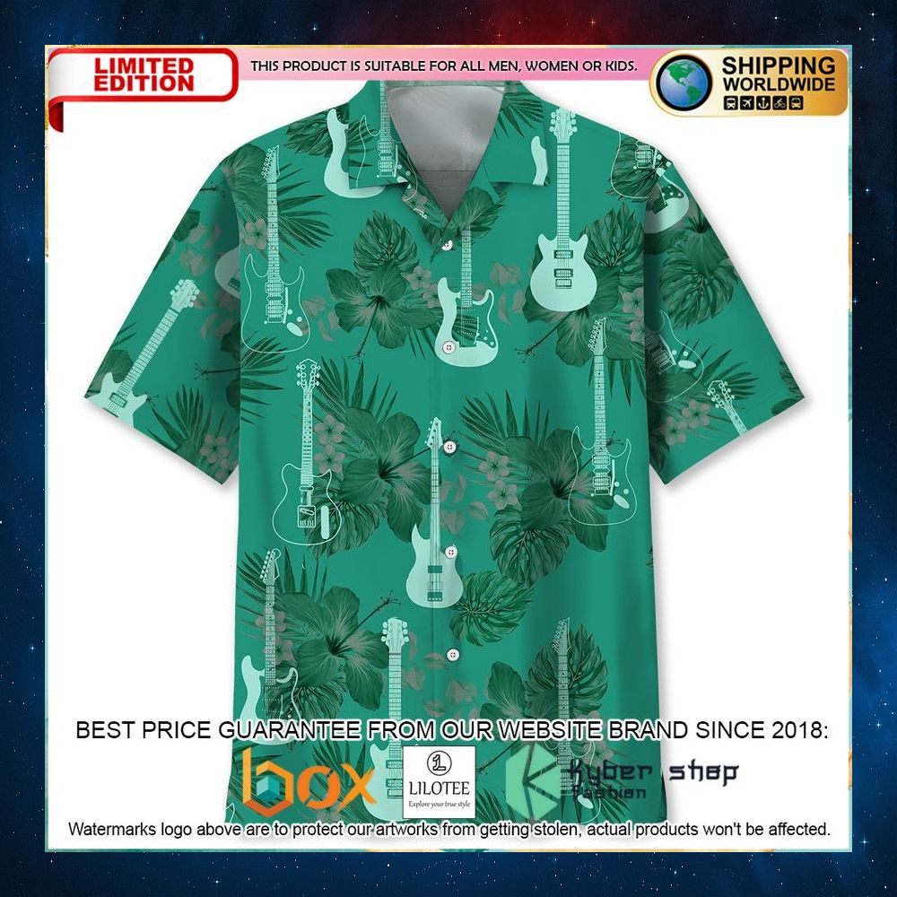 electric guitar kelly green hawaiian shirt 1 695