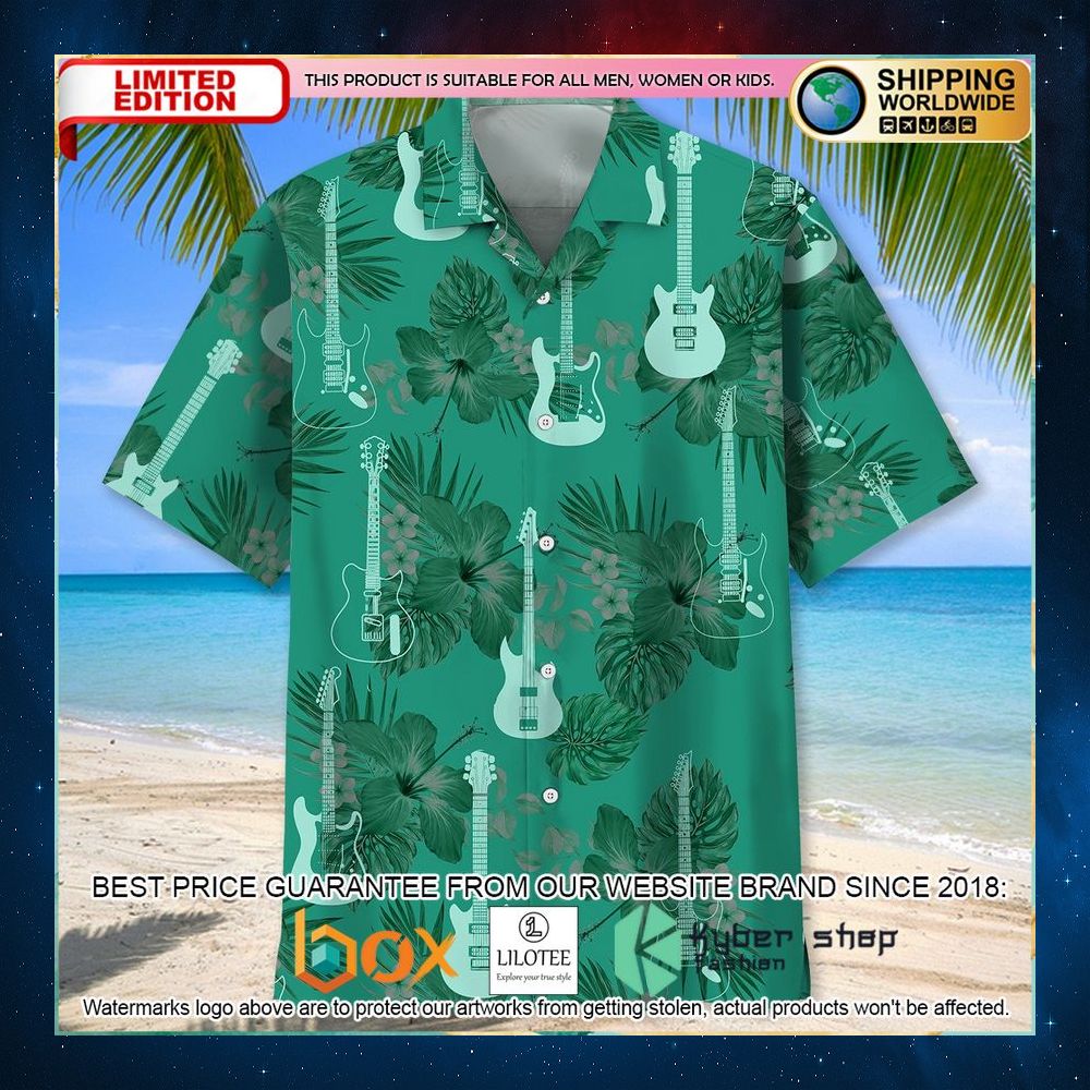 electric guitar kelly green hawaiian shirt 2 887