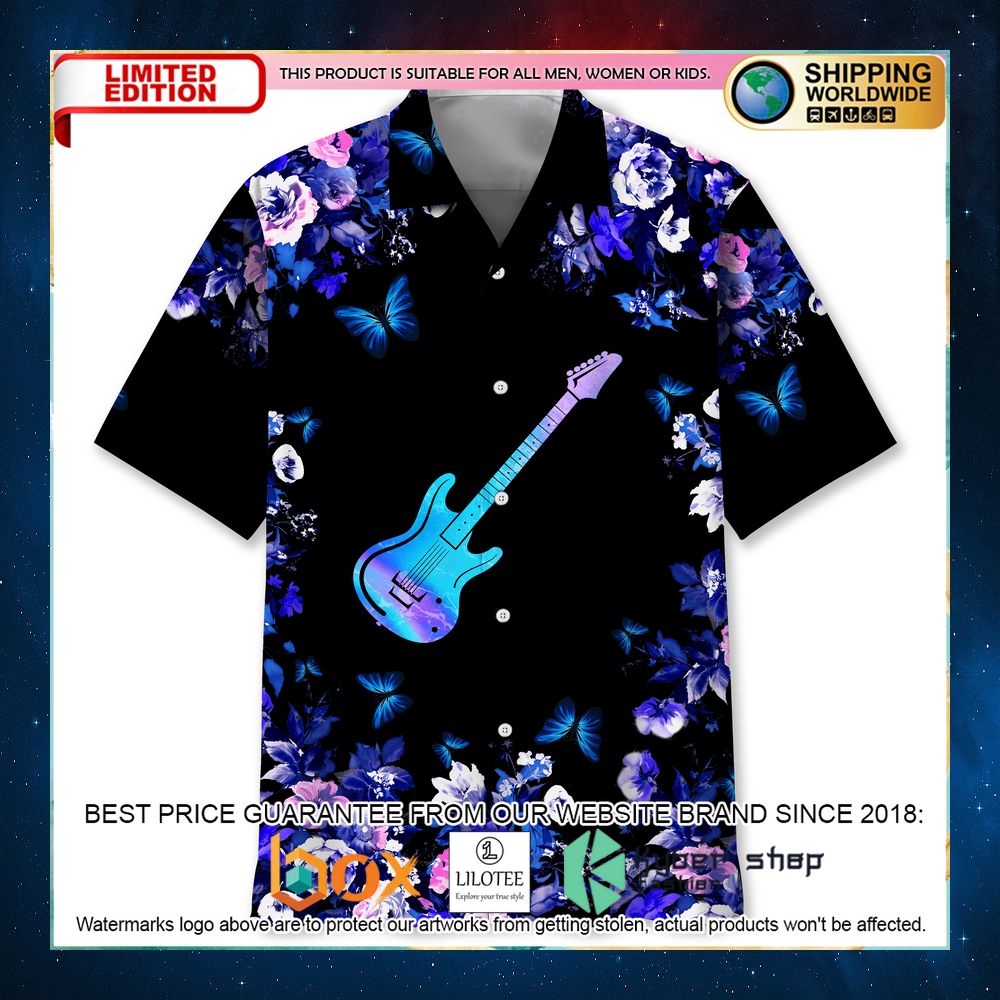 electric guitar tropical hawaiian shirt 1 392