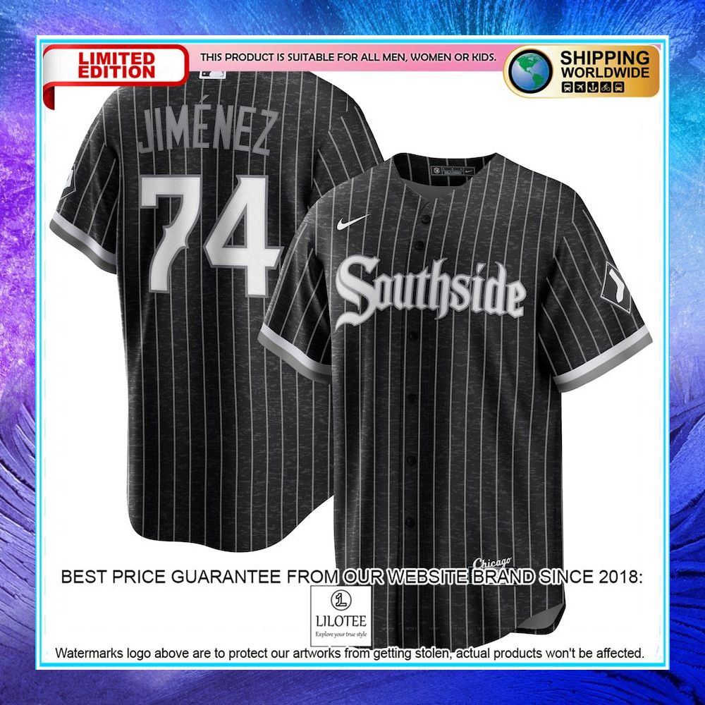 eloy jimenez chicago white sox nike city connect player black anthracite baseball jersey 1 545