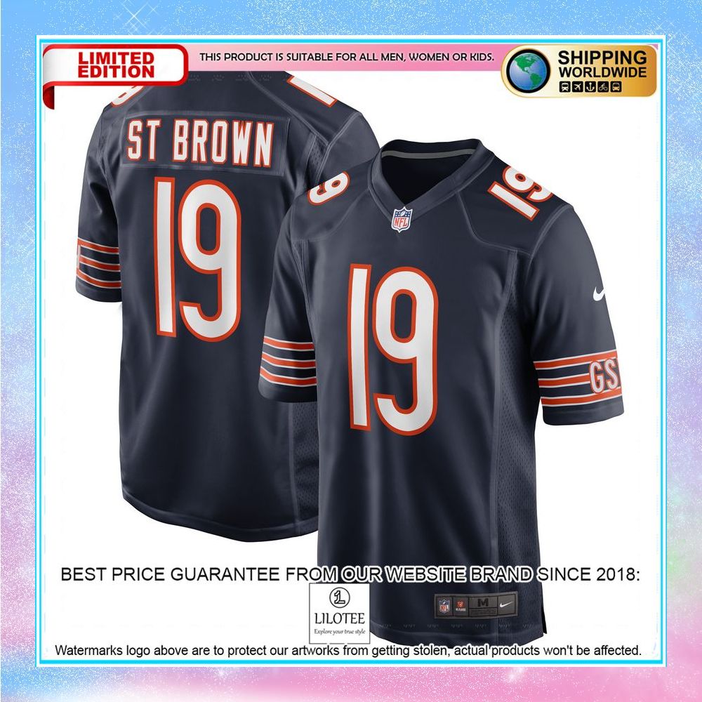 equanimeous st brown chicago bears navy football jersey 1 861