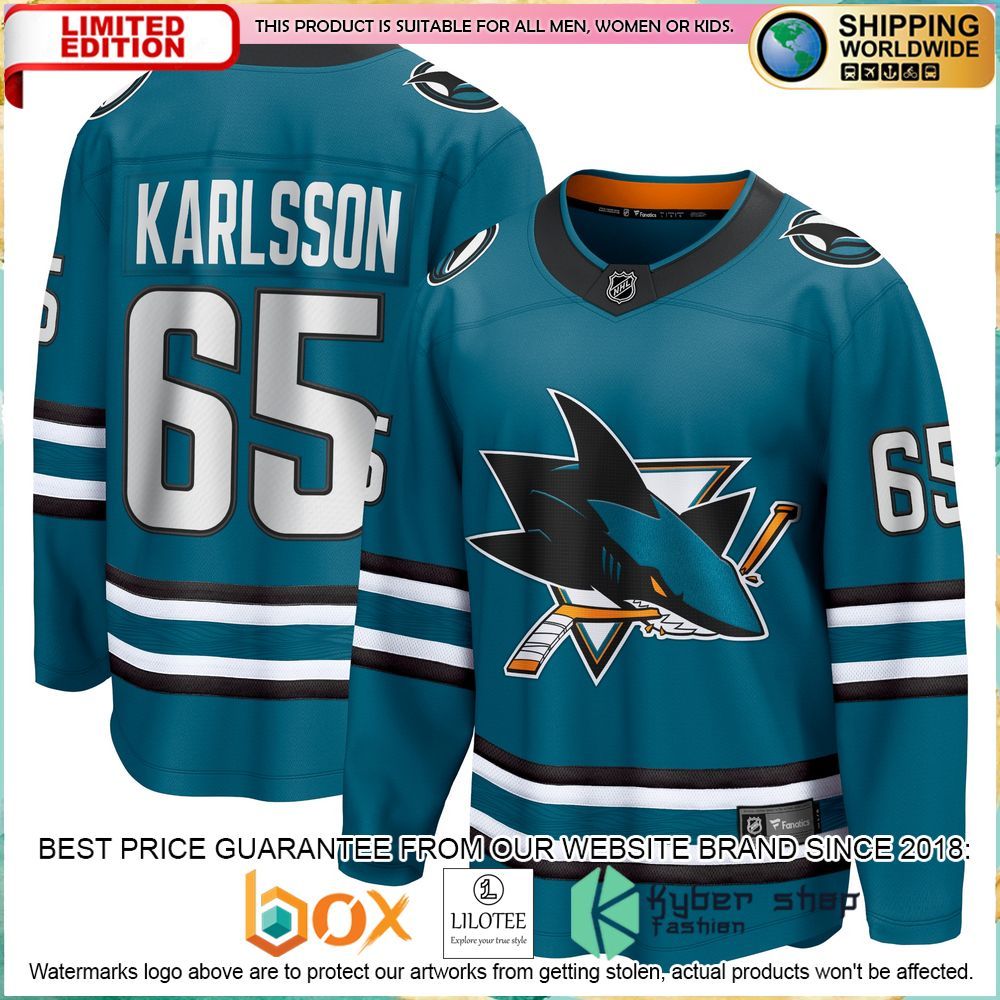 erik karlsson san jose sharks teal hockey jersey 1 505