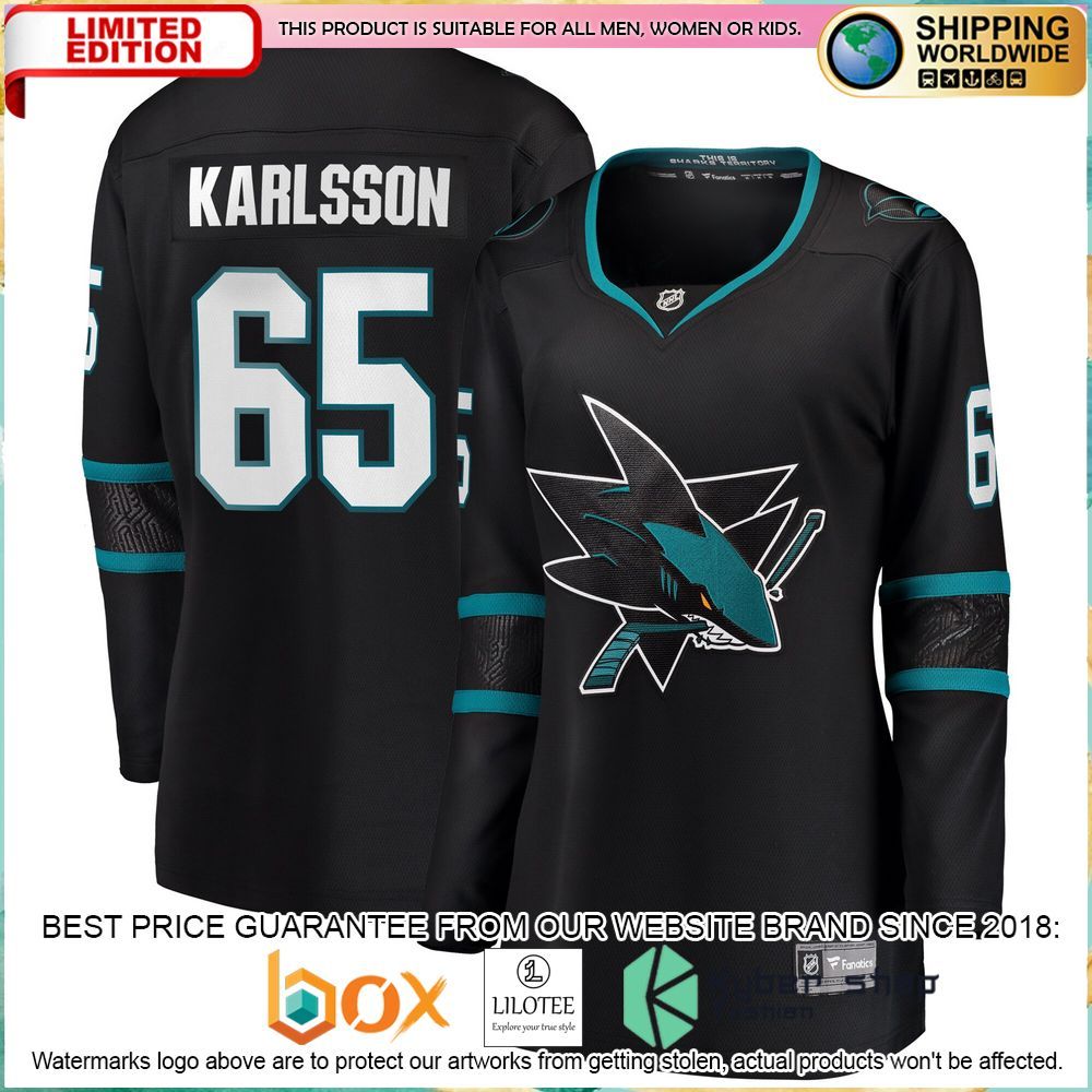 erik karlsson san jose sharks womens alternate premier black hockey jersey 1 965