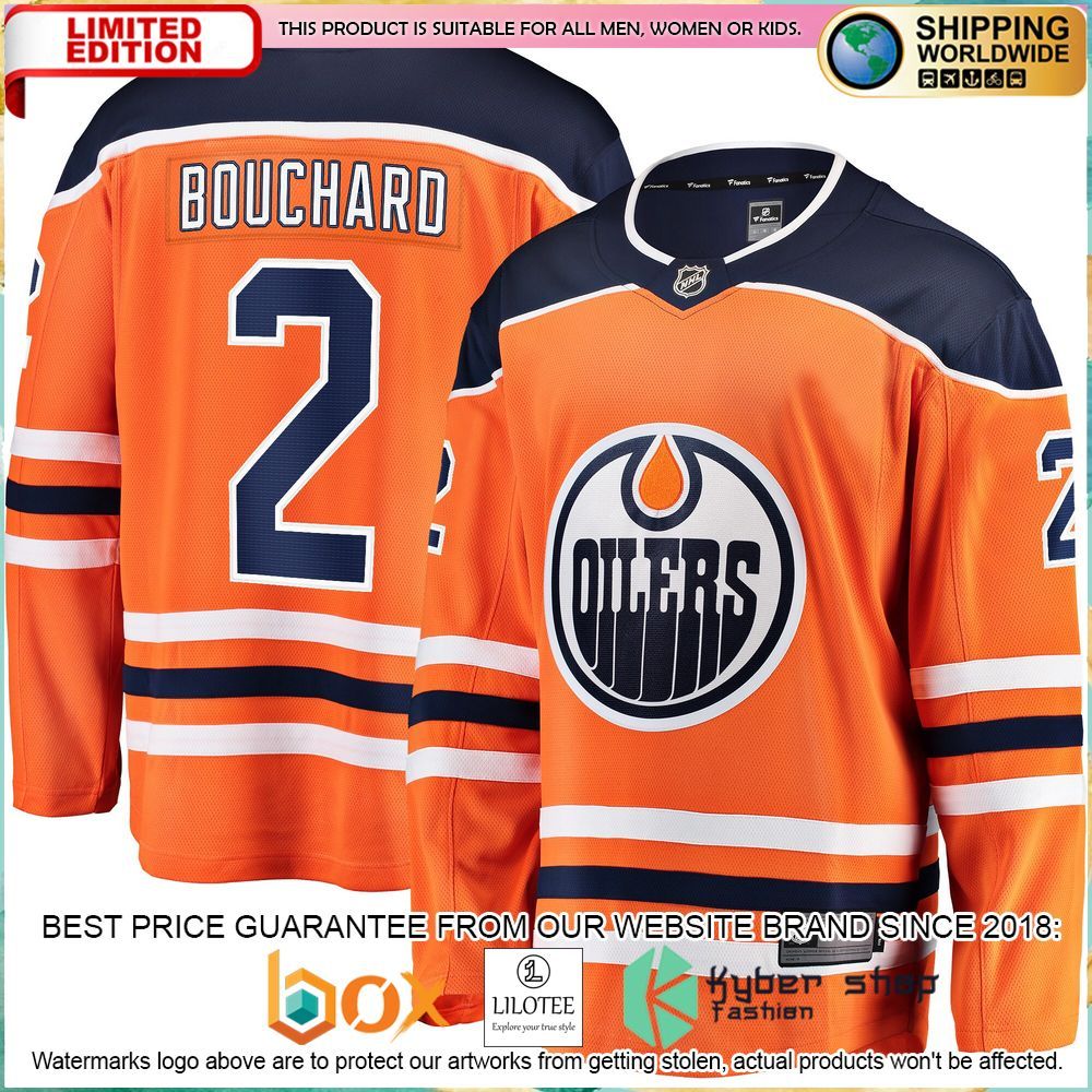 evan bouchard edmonton oilers home breakaway orange hockey jersey 1 872
