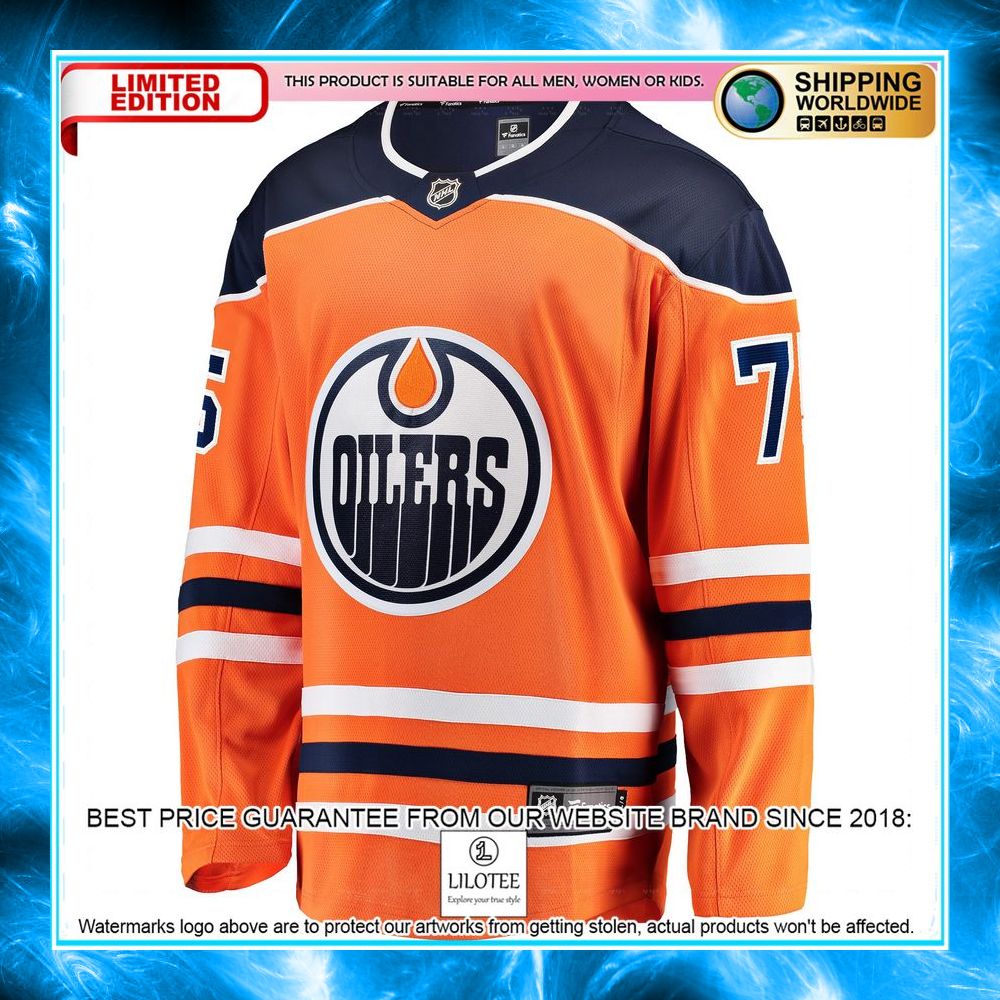 evan bouchard edmonton oilers orange hockey jersey 2 583