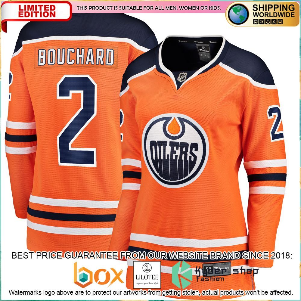 evan bouchard edmonton oilers womens home breakaway orange hockey jersey 1 513