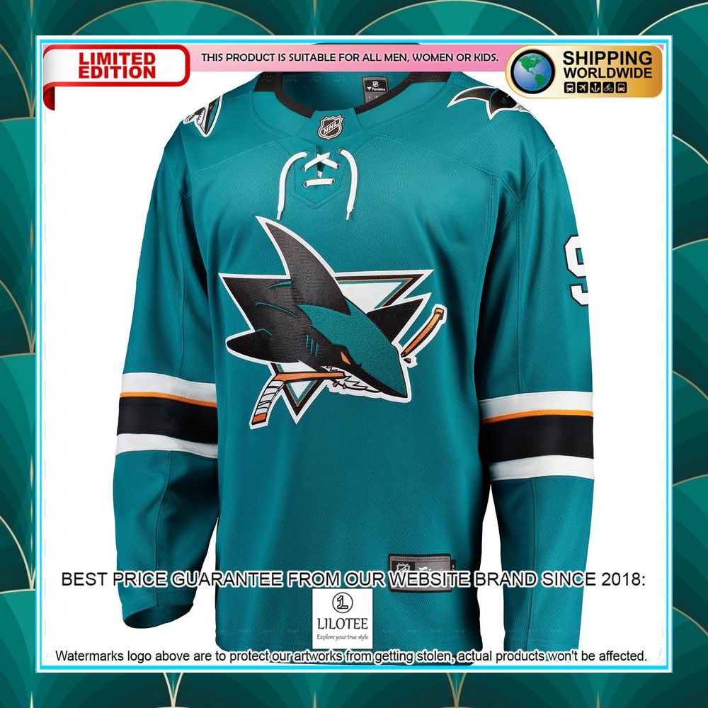 evander kane san jose sharks premier teal hockey jersey 2 644