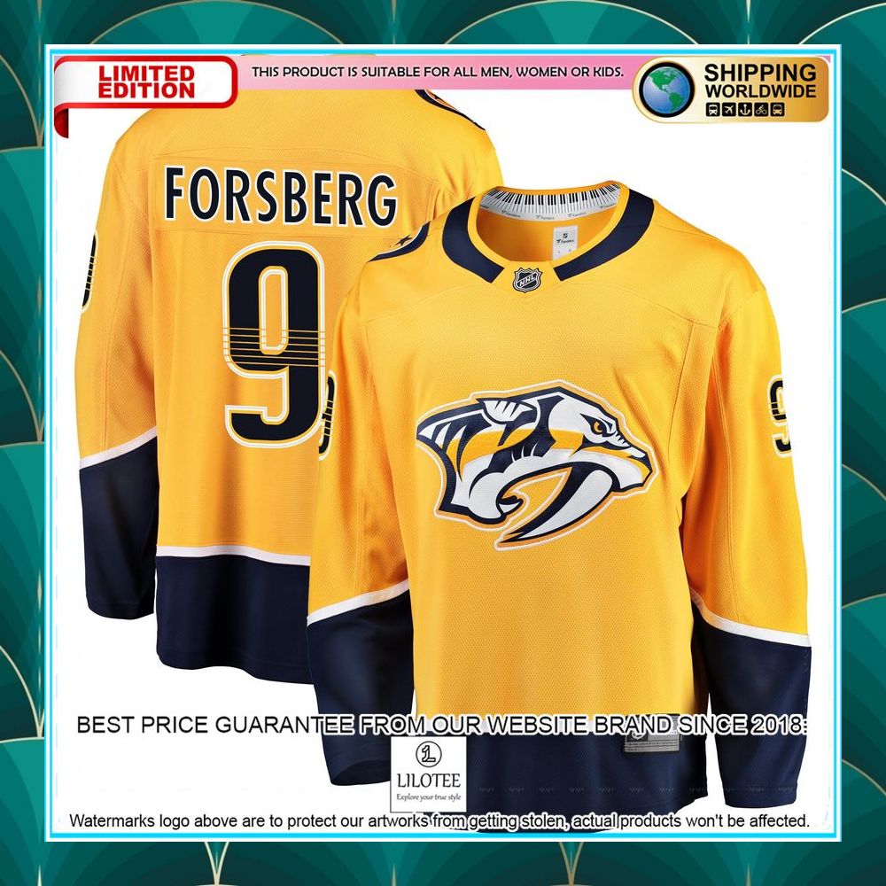 filip forsberg nashville predators breakaway gold hockey jersey 1 395