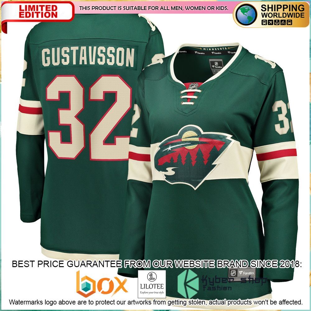 filip gustavsson minnesota wild womens home breakaway green hockey jersey 1 159