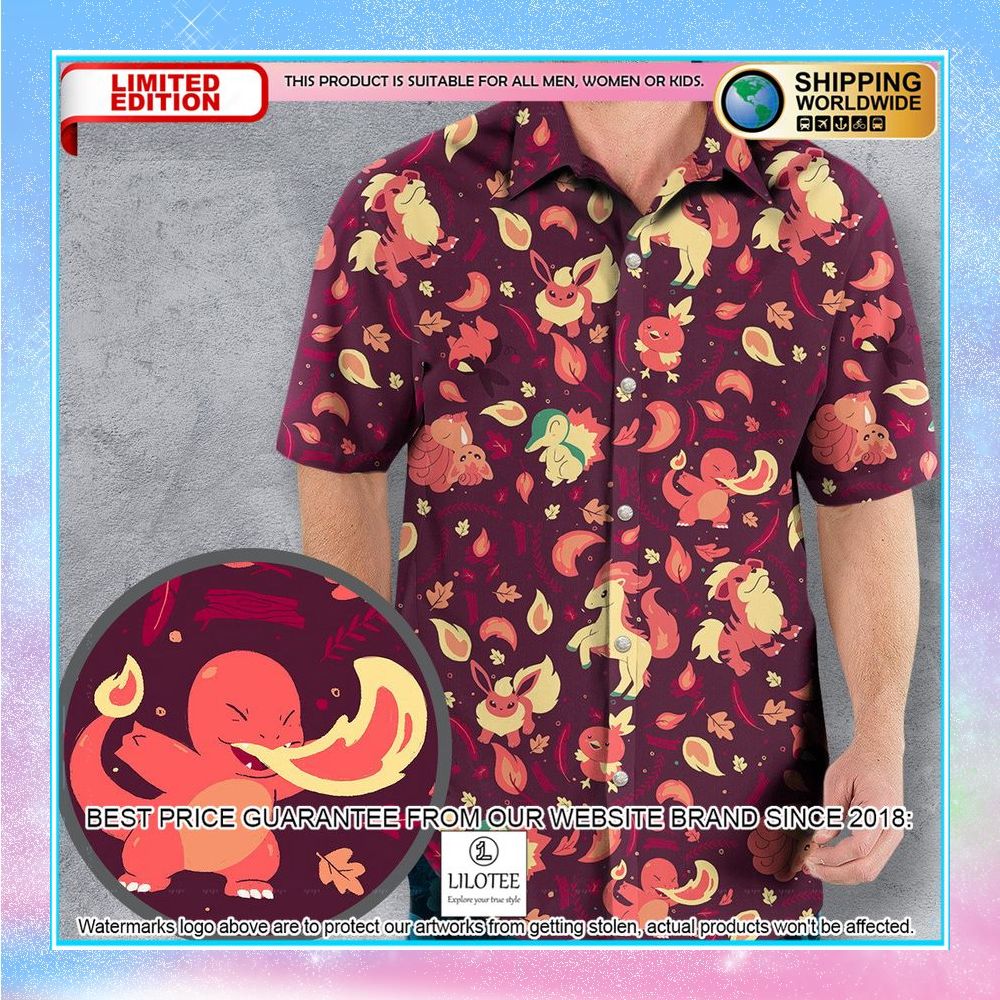 fire pokemon pattern hawaiian shirt 1 814