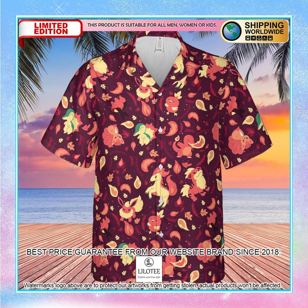 fire pokemon pattern hawaiian shirt 2 457