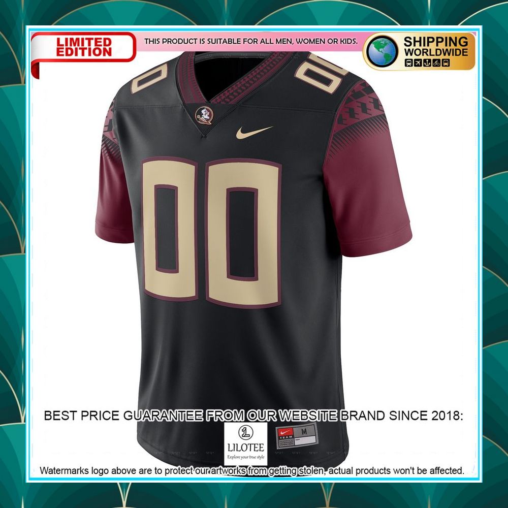 florida state seminoles nike custom nil black football jersey 2 215
