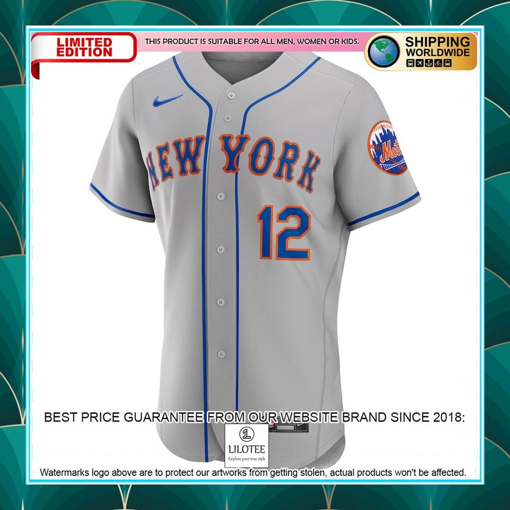 francisco lindor new york mets nike road player gray baseball jersey 2 87