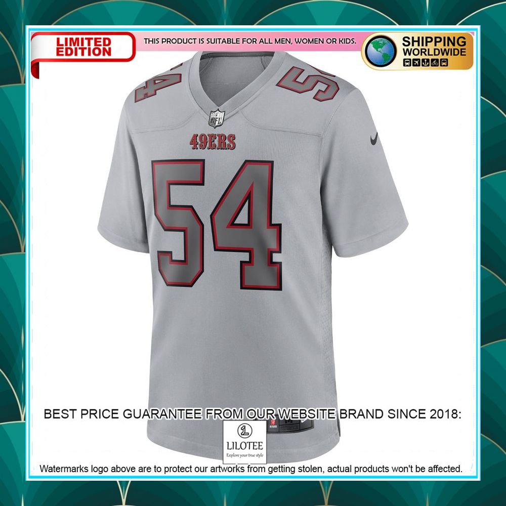 fred warner san francisco 49ers atmosphere fashion gray football jersey 2 505