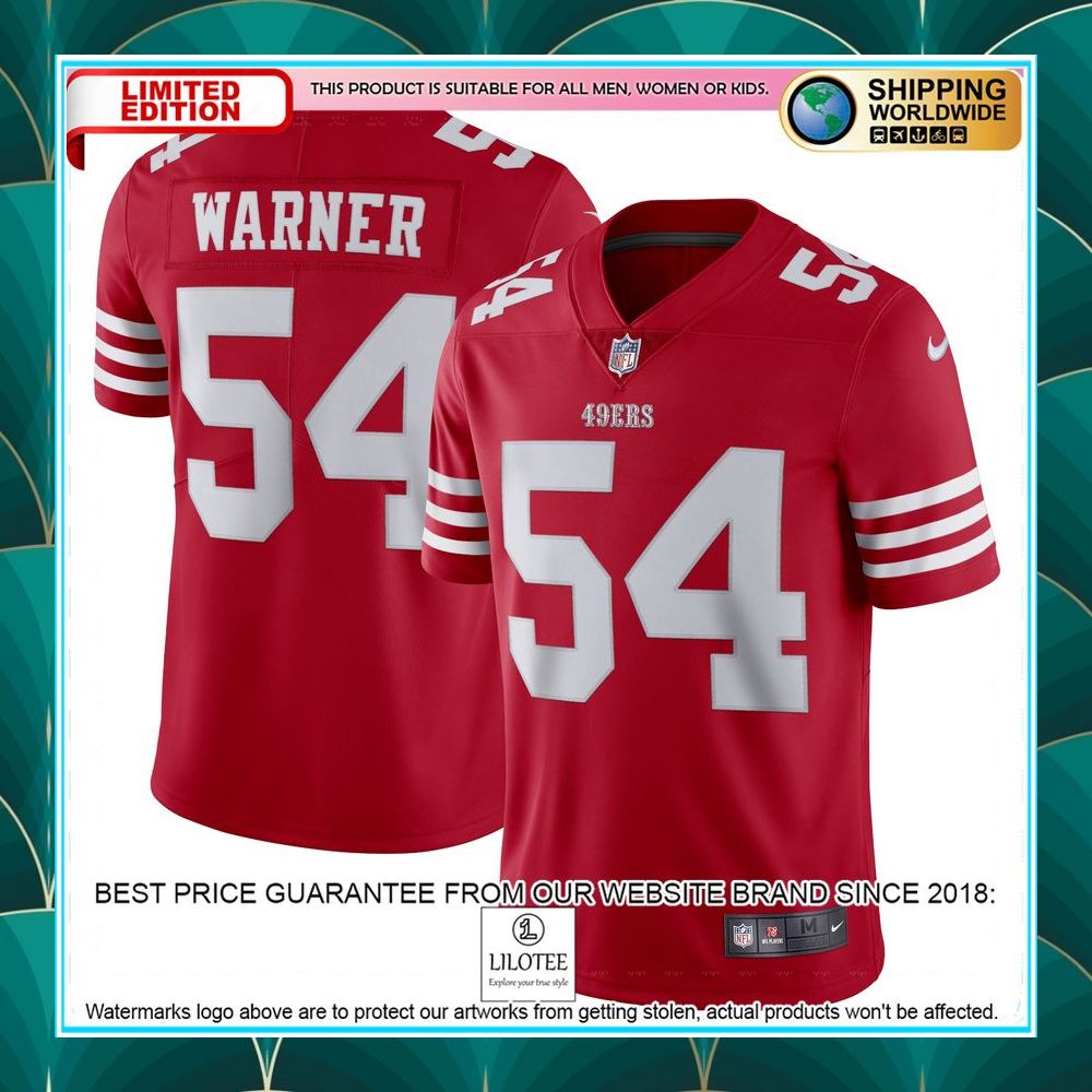 fred warner san francisco 49ers vapor scarlet football jersey 1 443