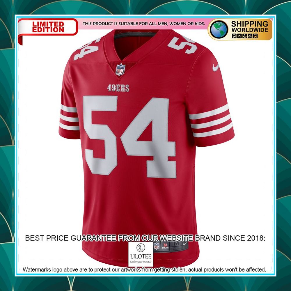 fred warner san francisco 49ers vapor scarlet football jersey 2 506