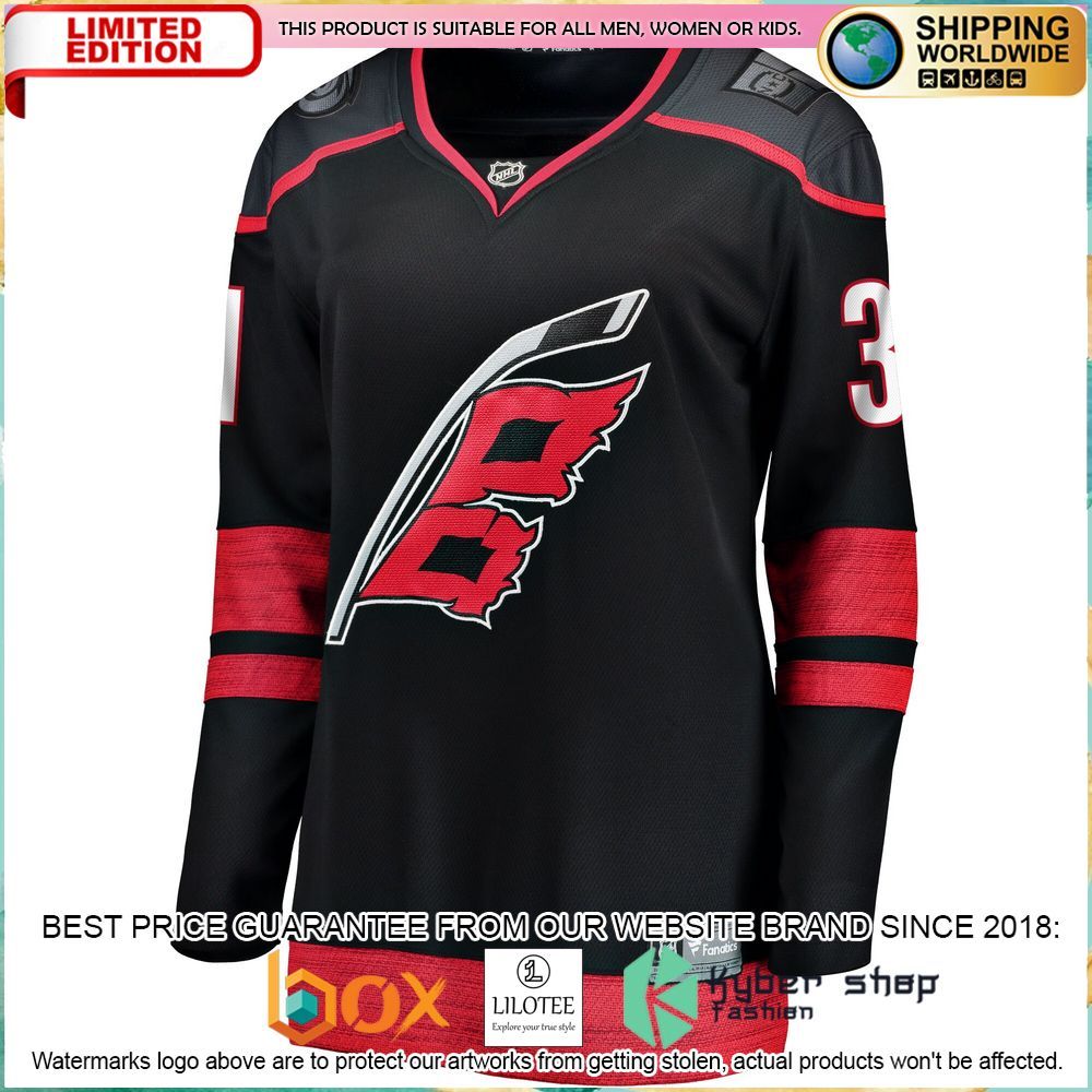 frederik andersen carolina hurricanes womens black hockey jersey 2 841