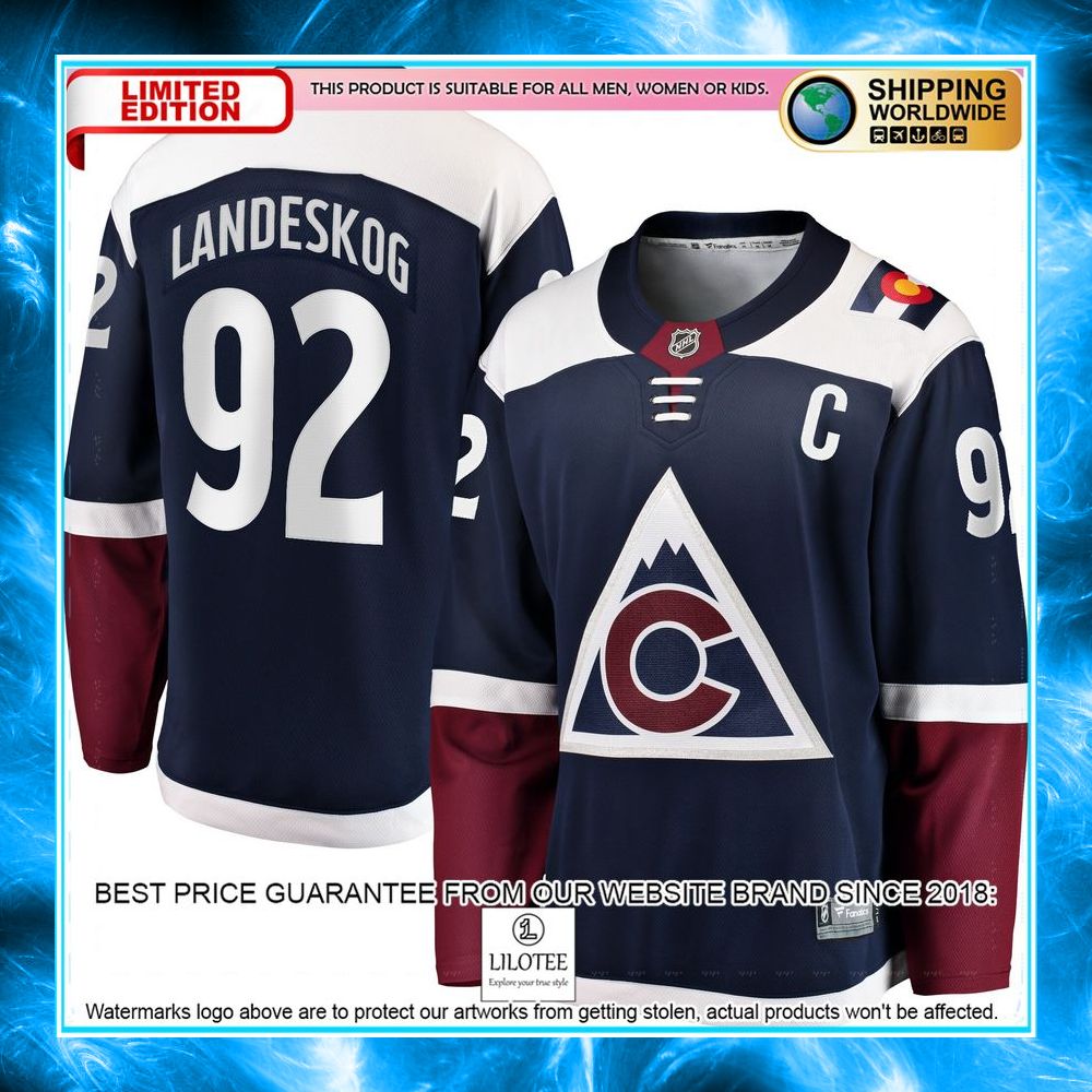 gabriel landeskog colorado avalanche premier navy hockey jersey 1 668