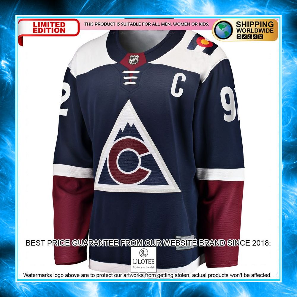 gabriel landeskog colorado avalanche premier navy hockey jersey 2 143