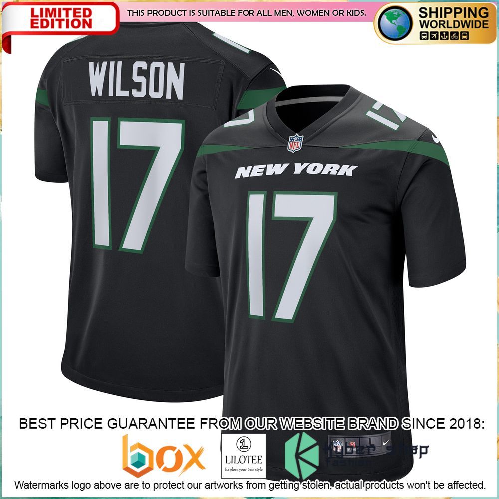 garrett wilson new york jets nike alternate stealth black football jersey 1 406