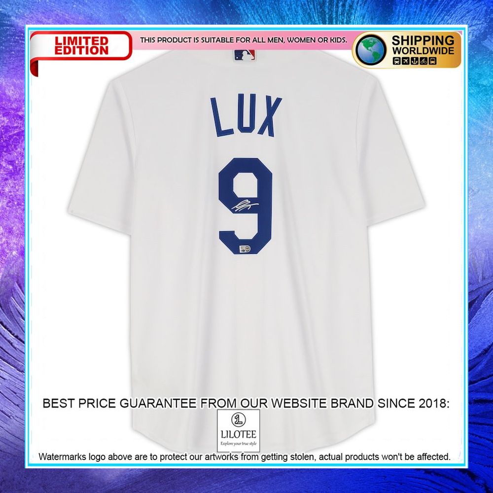 gavin lux los angeles dodgers autographed white nike baseball jersey 2 940
