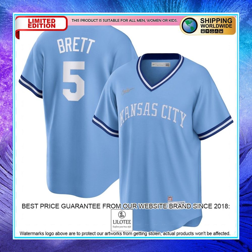 george brett kansas city royals nike road cooperstown collection player light blue baseball jersey 1 586
