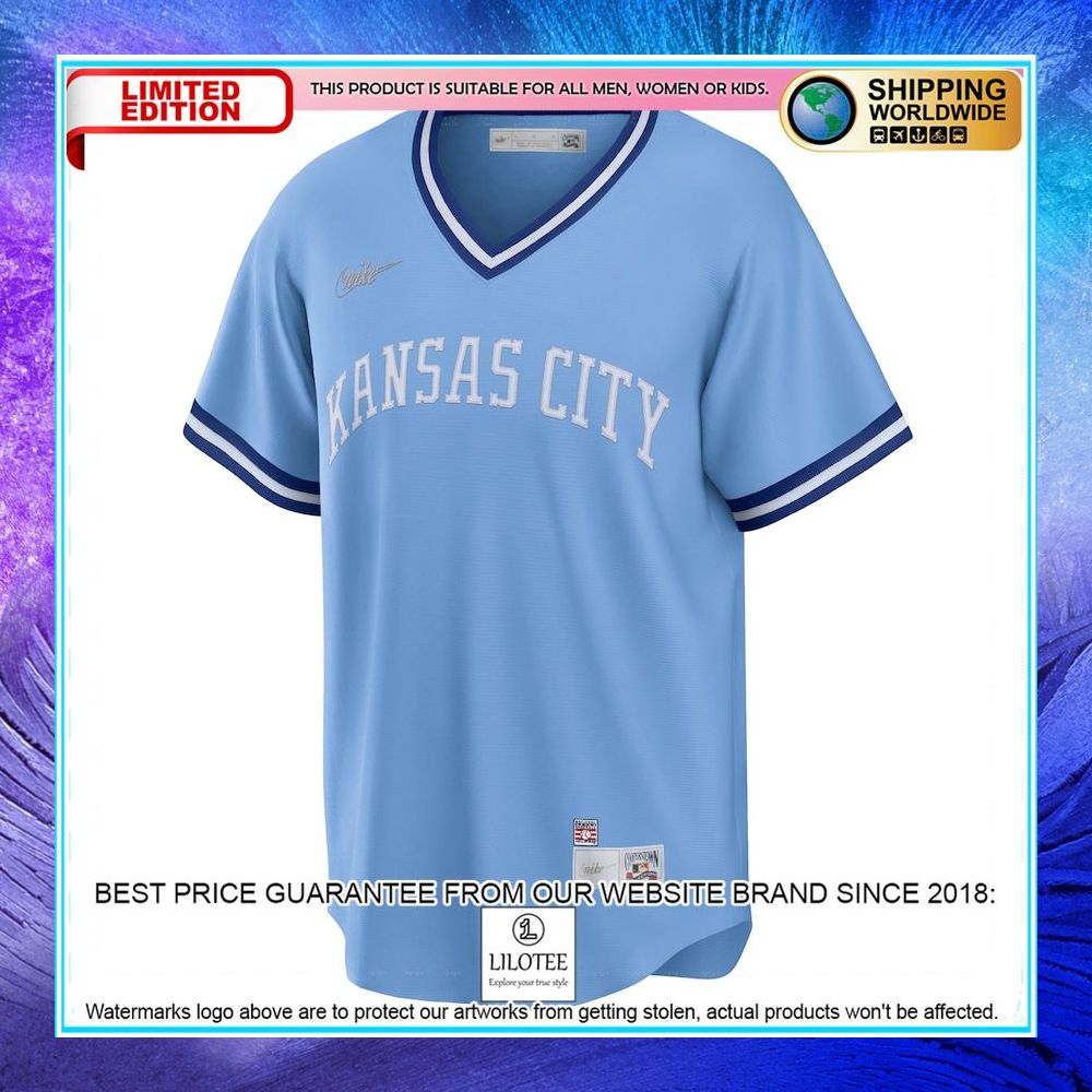 george brett kansas city royals nike road cooperstown collection player light blue baseball jersey 2 535