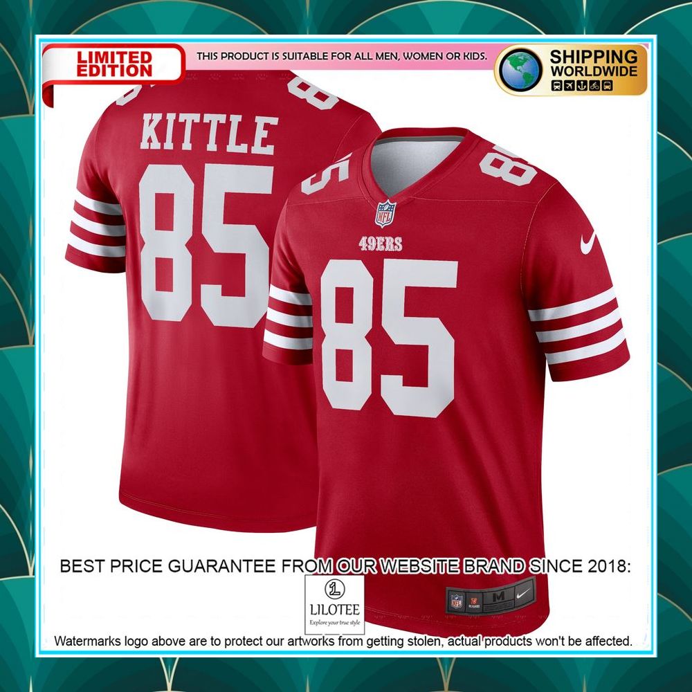 george kittle san francisco 49ers legend scarlet football jersey 1 662