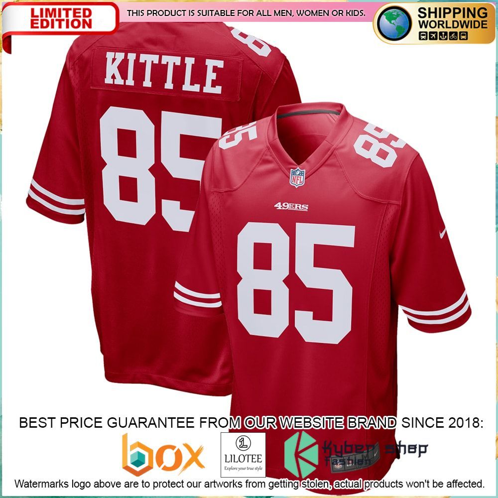george kittle san francisco 49ers nike scarlet football jersey 1 53