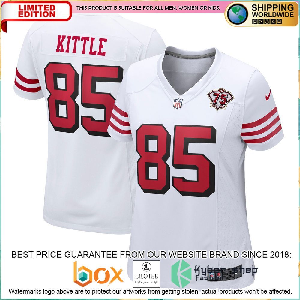 george kittle san francisco 49ers nike womens 75th anniversary 2nd alternate white football jersey 1 198