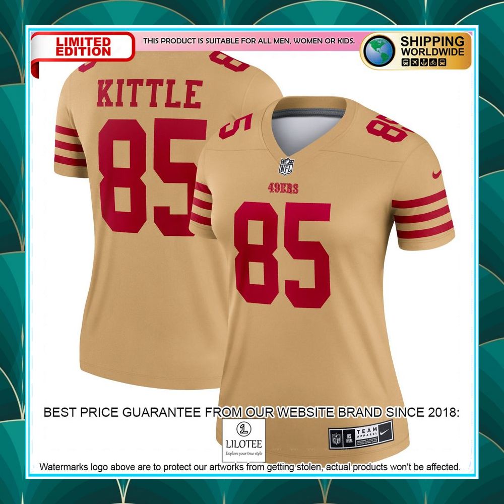 george kittle san francisco 49ers womens team inverted legend gold football jersey 1 706