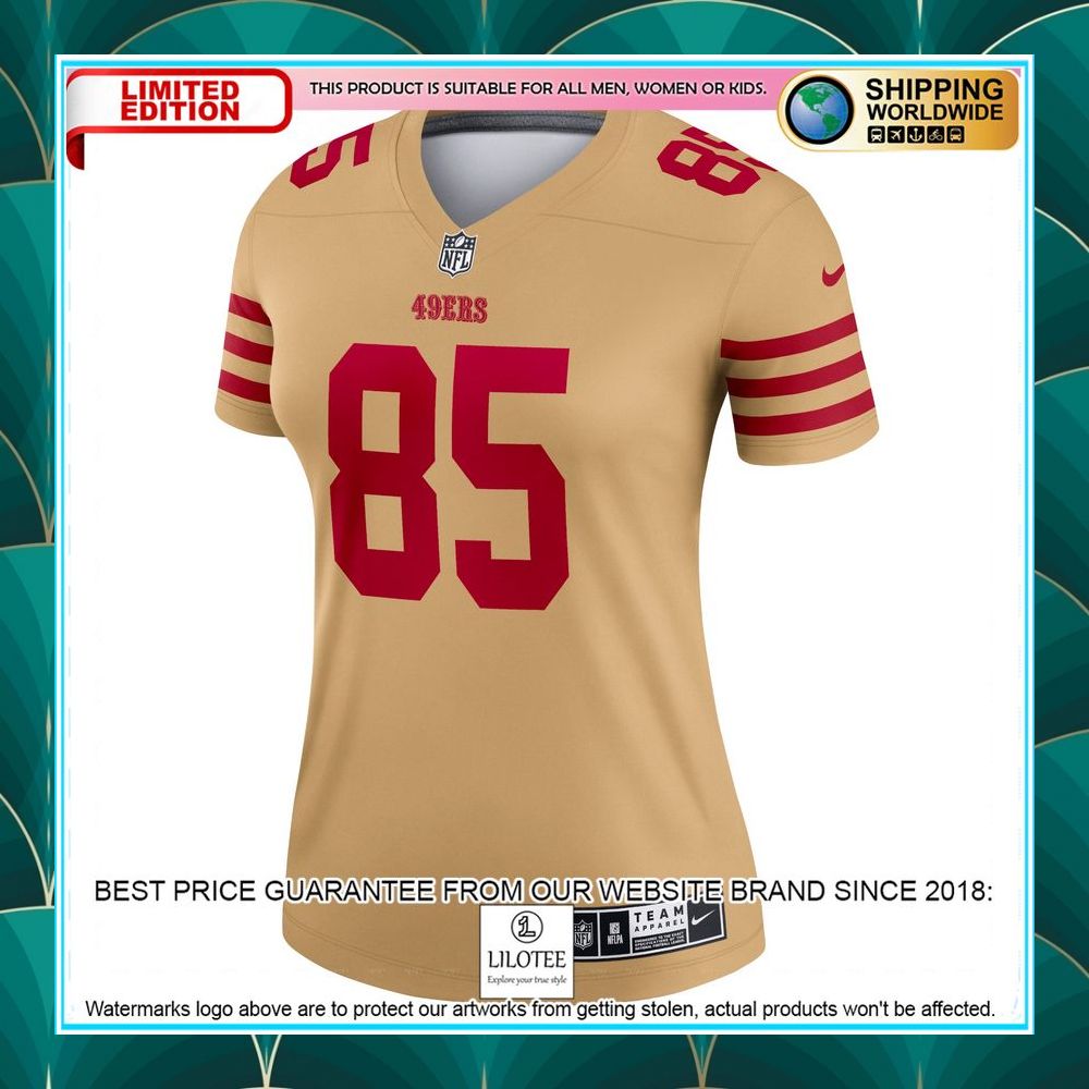 george kittle san francisco 49ers womens team inverted legend gold football jersey 2 50