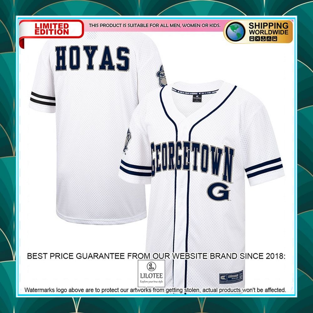 georgetown hoyas white navy baseball jersey 4 235