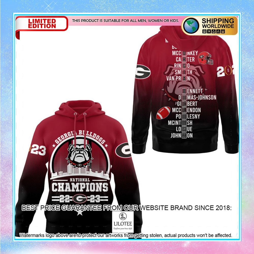 georgia bulldogs circle logo 2023 champions 3d hoodie shirt 1 999