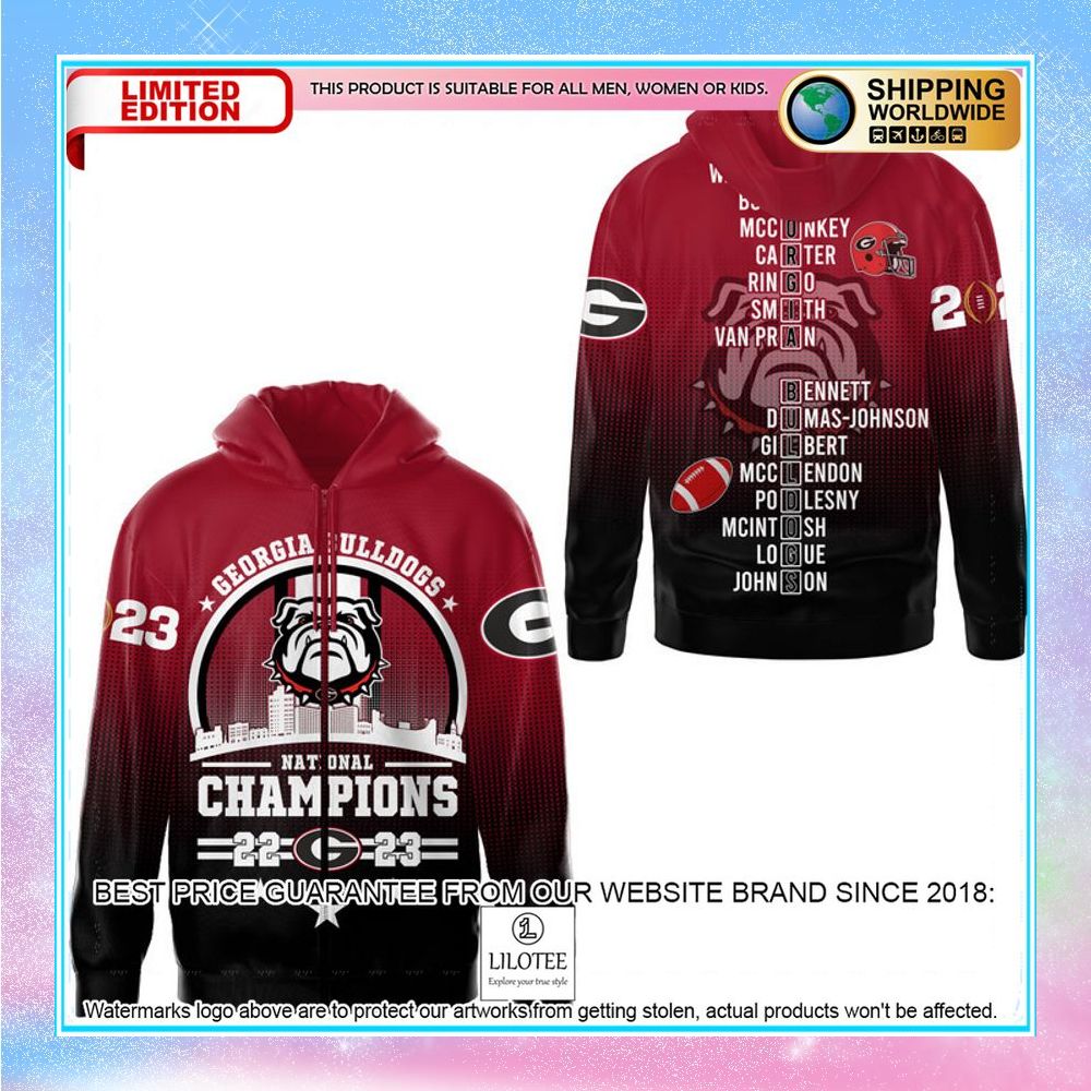 georgia bulldogs circle logo 2023 champions 3d hoodie shirt 2 796