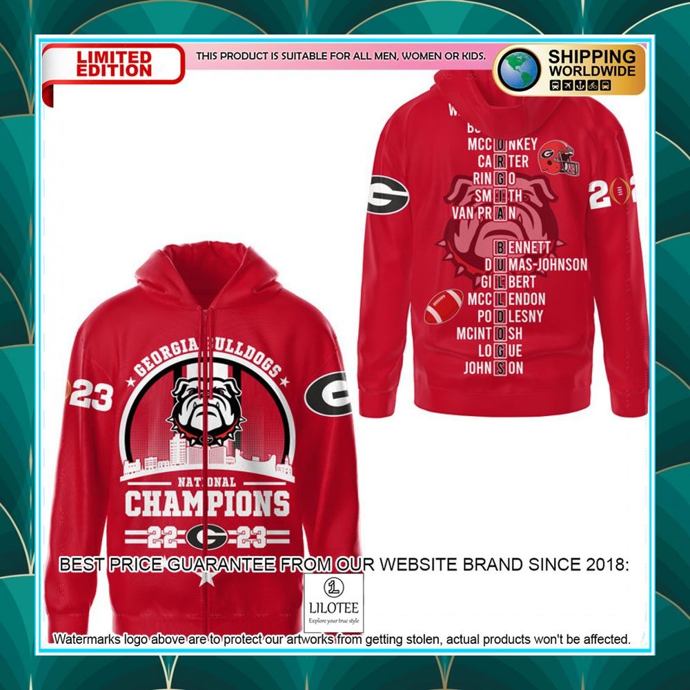 Georgia Bulldogs Circle Logo 2023 Champions Red 3D Hoodie, Shirt 5 georgia bulldogs circle logo 2023 champions red 3d hoodie shirt 1 962